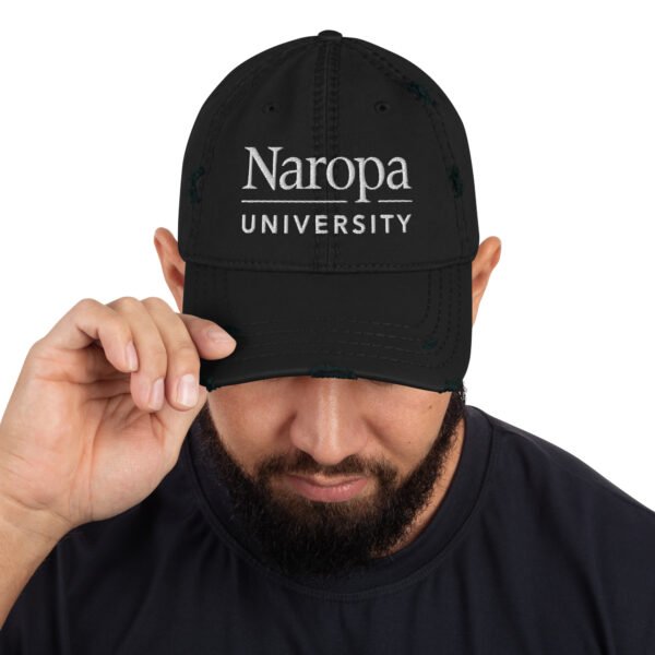 Distressed Dad Hat with White Naropa Logo