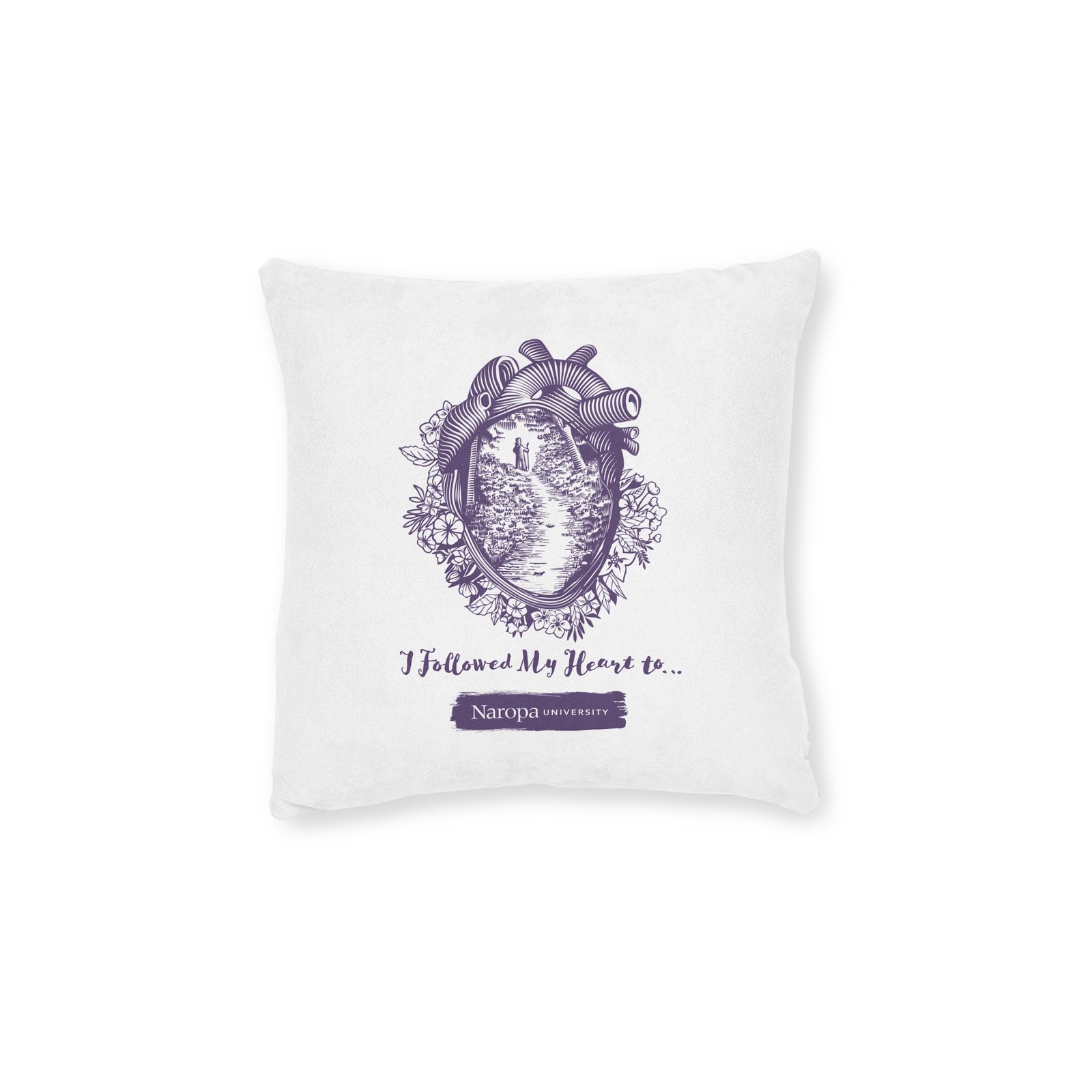 Naropa 'I Followed My Heart To...' Decorative Square Pillow - Boho Spiritual Home Accent