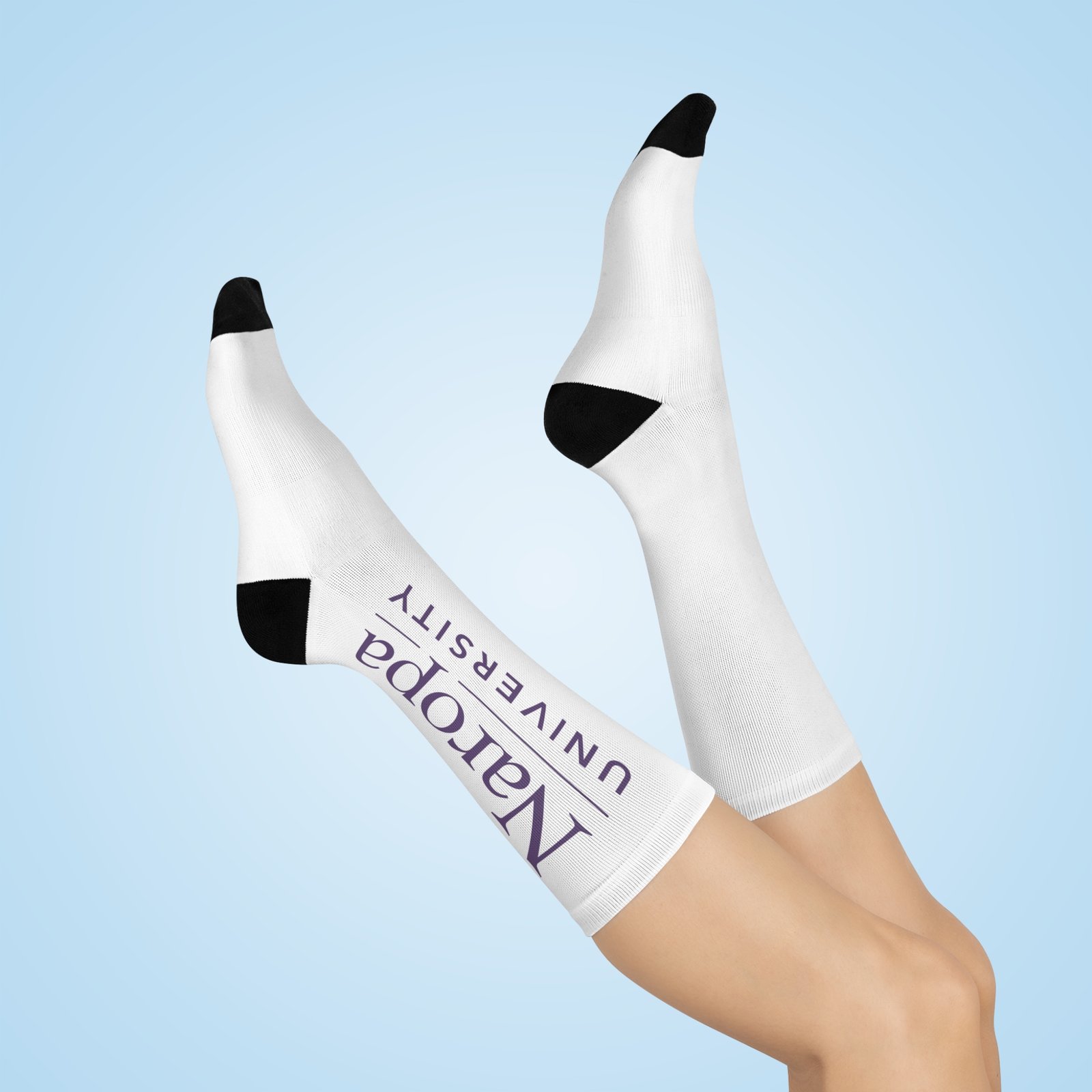 Naropa University Cushioned Crew Socks — White Logo Athletic Socks - Image 2
