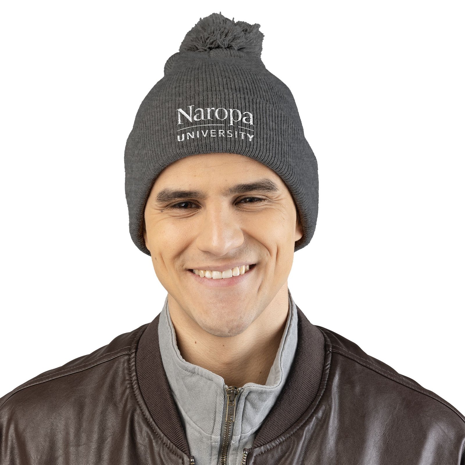 Naropa Embroidered Pom-Pom Knit Cap — Cozy Winter Beanie with Fold Cuff - Image 6
