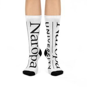 Naropa University Cushioned Crew Socks — White Logo Athletic Socks