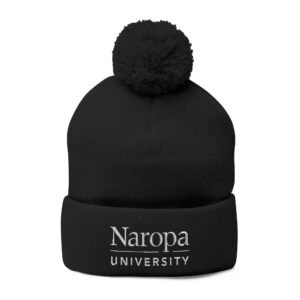 Naropa Embroidered Pom-Pom Knit Cap — Cozy Winter Beanie with Fold Cuff
