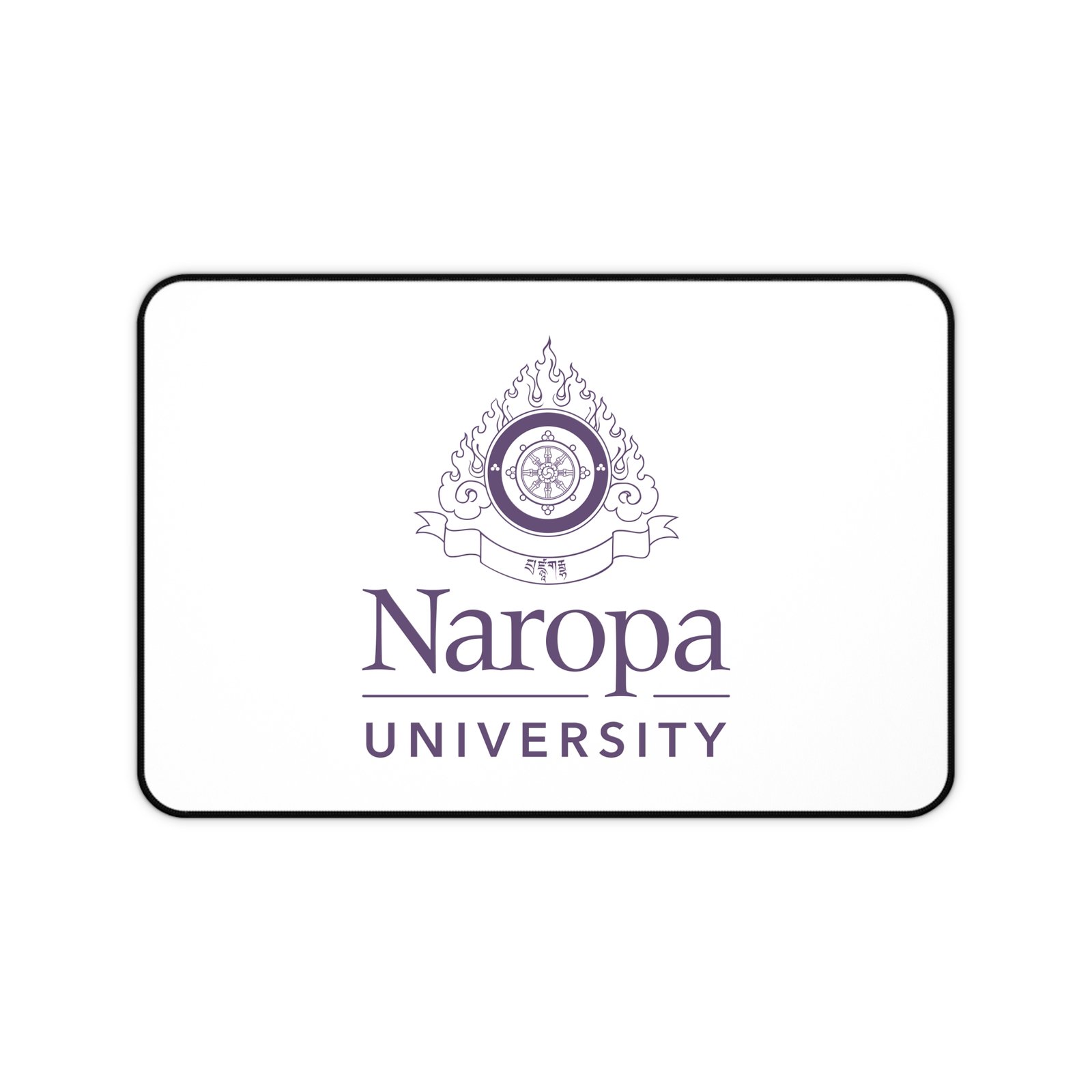 Naropa University Branded Desk Mat — Minimal White Logo Mouse Pad