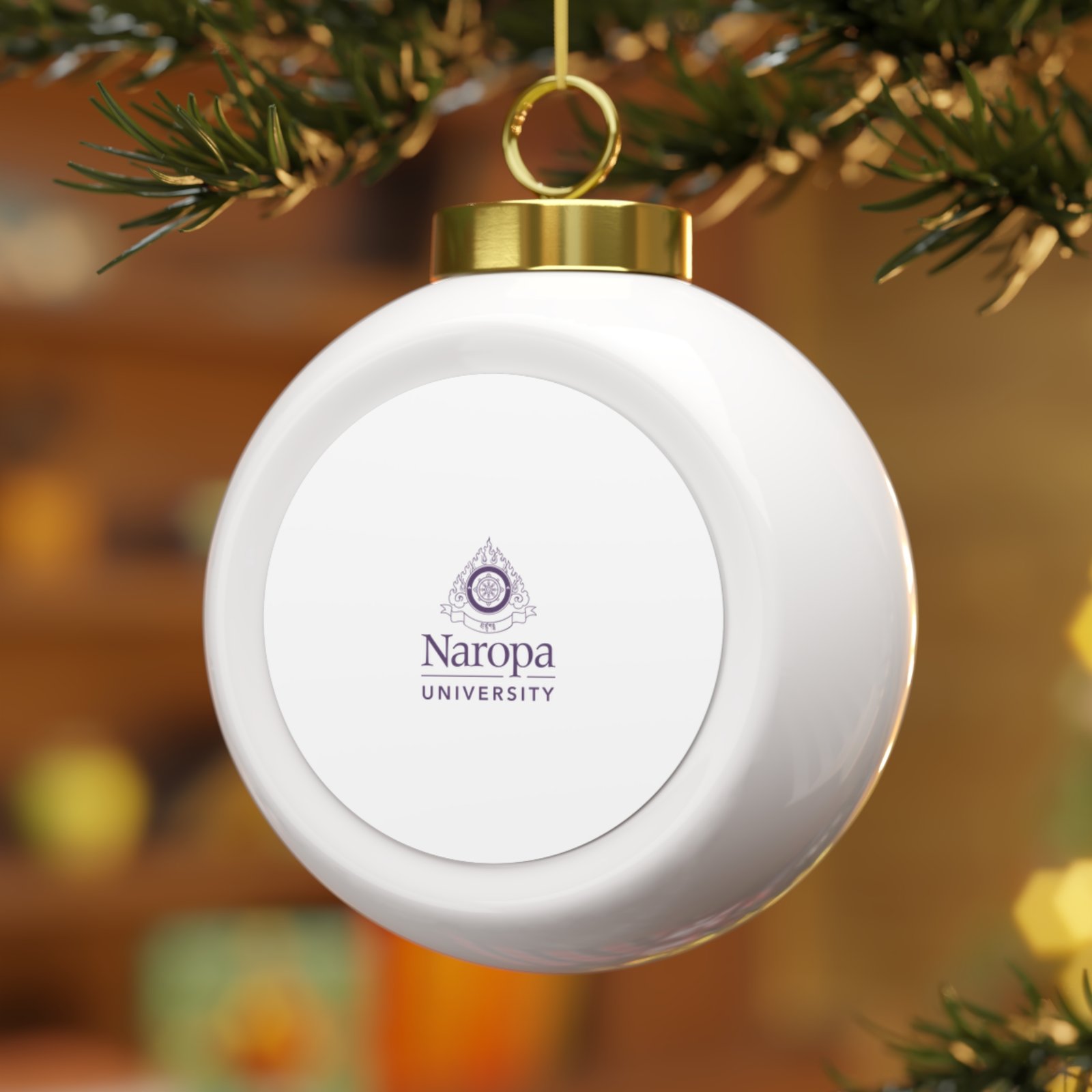 Naropa University Christmas Ball Ornament — Festive Poinsettia & Logo Holiday Ornament - Image 2
