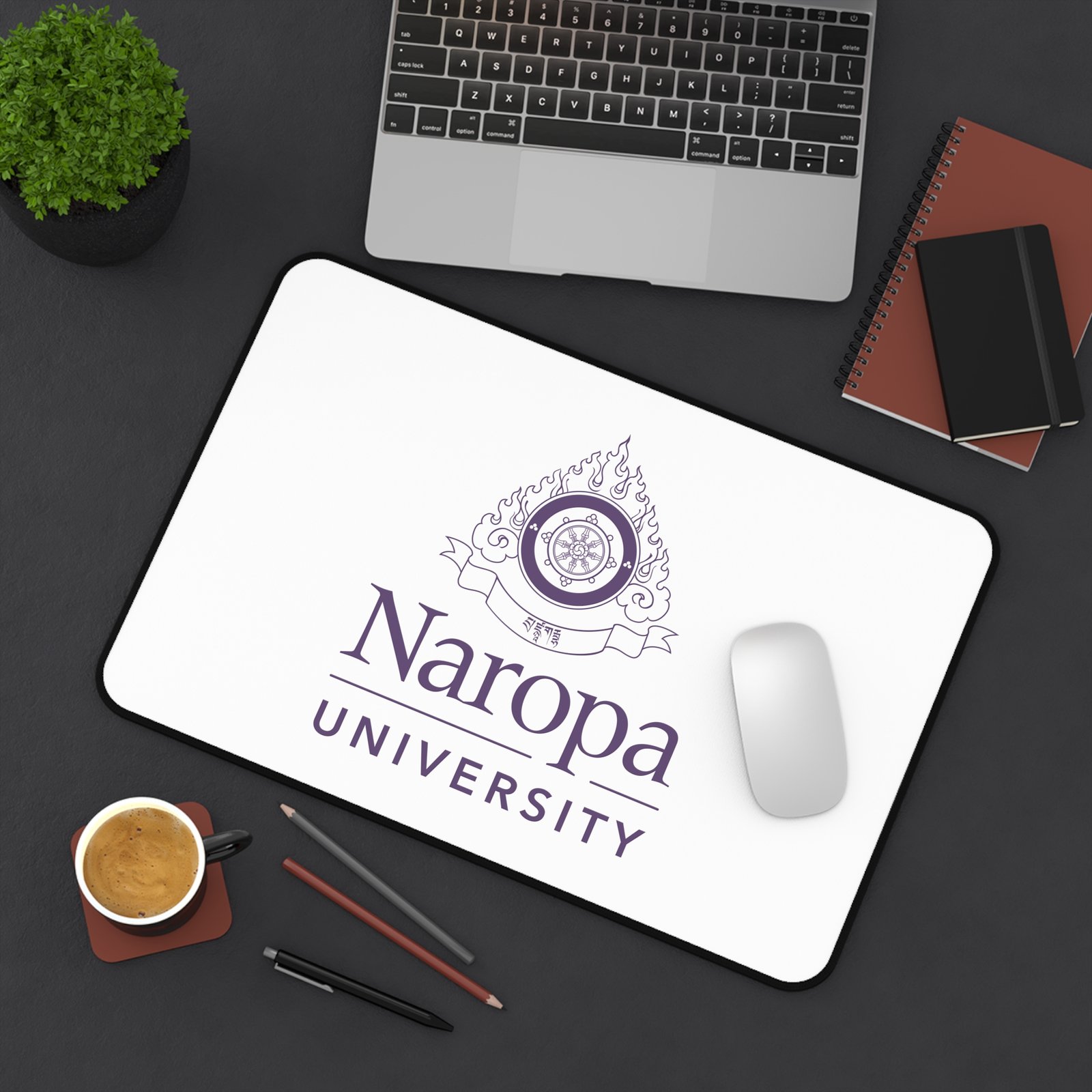Naropa University Branded Desk Mat — Minimal White Logo Mouse Pad - Image 2