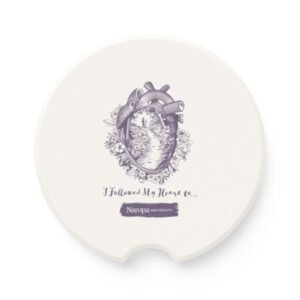 Soapstone Car Coaster — "I Followed My Heart" Scenic Heart Illustration